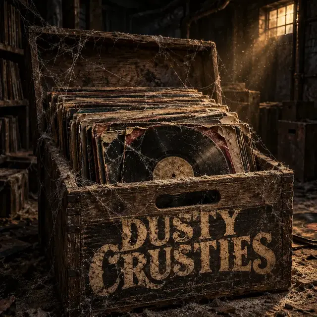 Dusty Crusties record crate artwork
