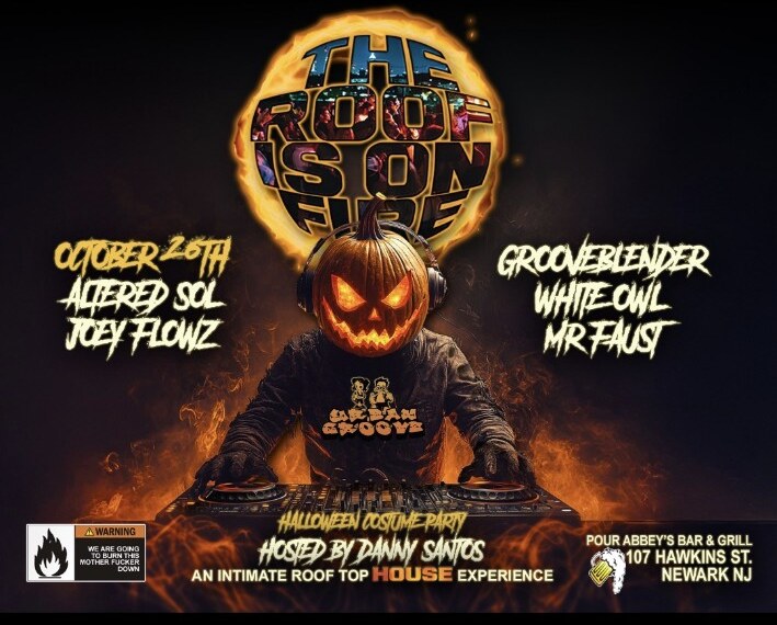 The Roof Is On Fire Halloween flyer for October the Roof