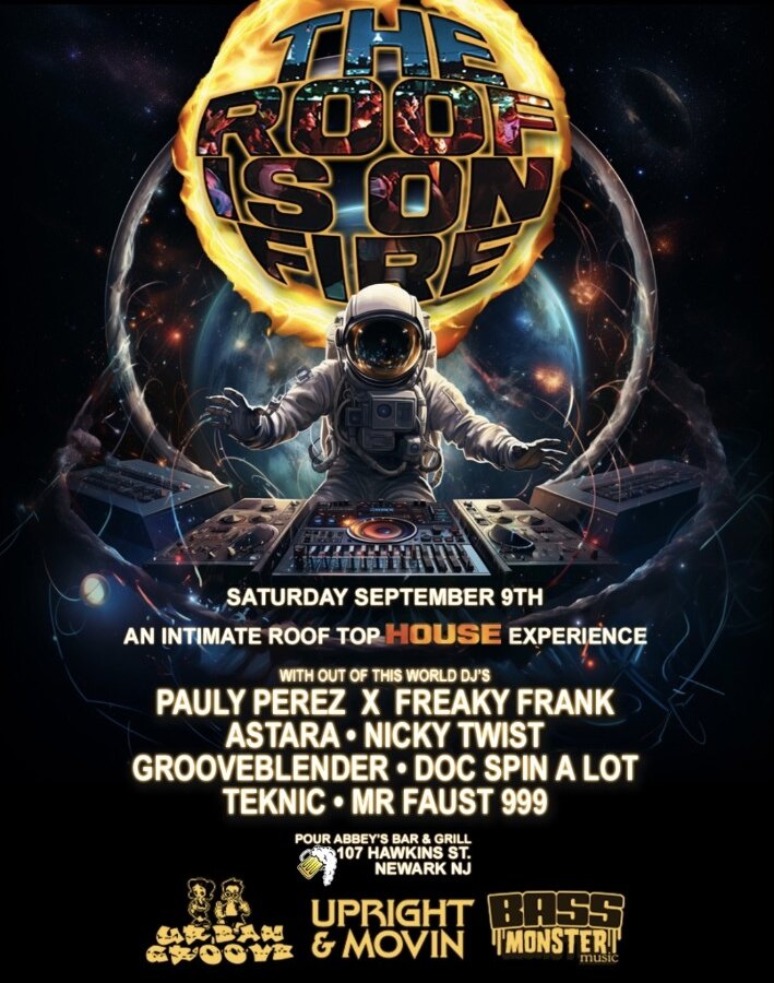 The Roof Is On Fire flyer for GrooveBlender The Roof 2
